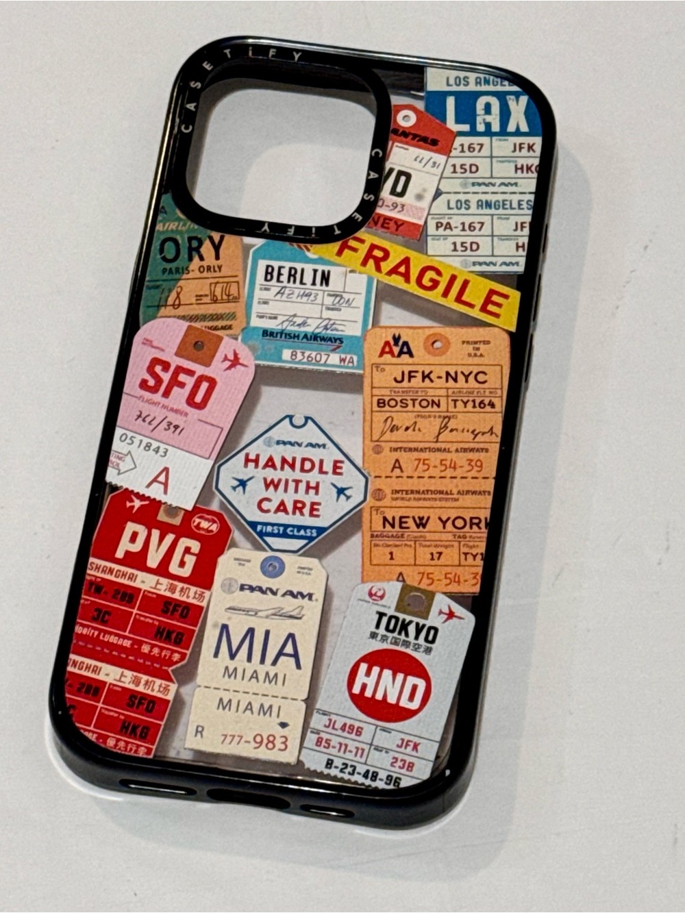 Casetify Multi-Color Travel Luggage Tag Pattern Phone Case - Black Frame